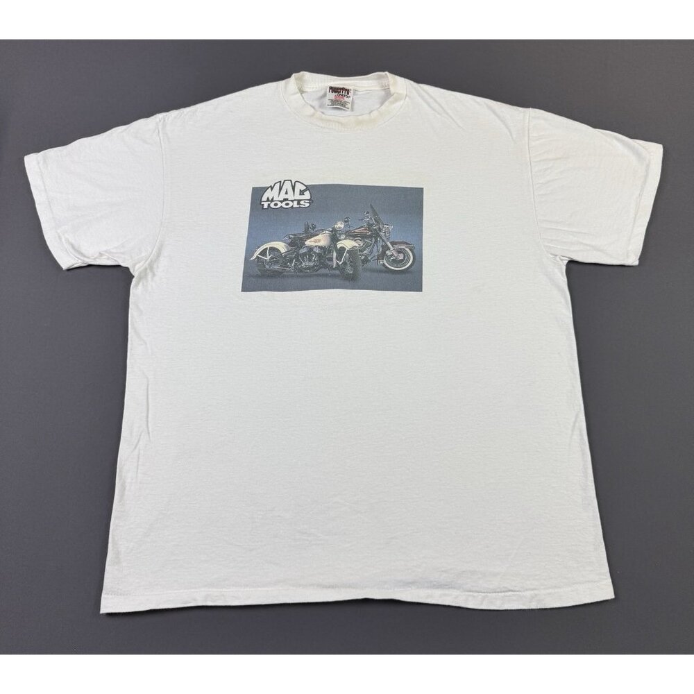 Rare Vintage 90s MAC Tools Motorcycle Oneita XL White Single Stitch Shirt Promo